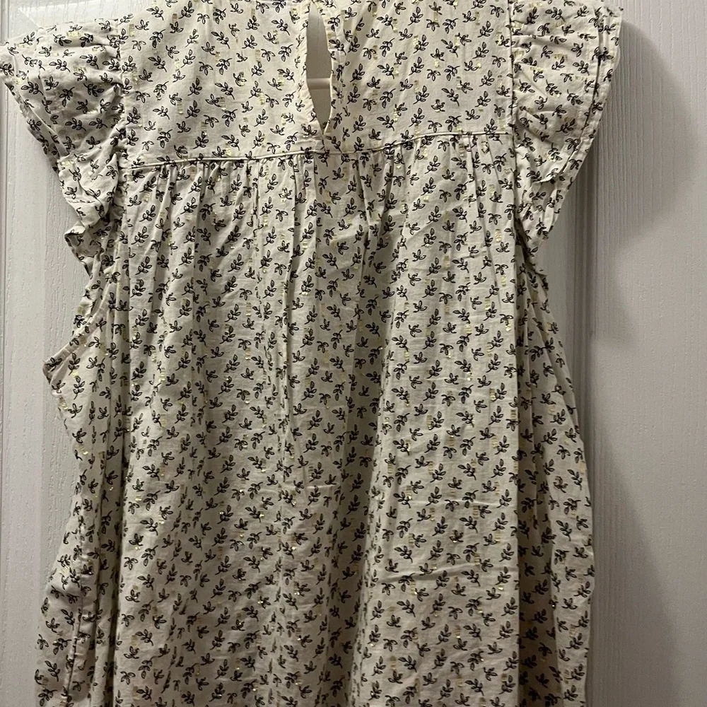 Old Navy Cream Tank Blouse with Navy/Gold Floral Print - Picture 2 of 4
